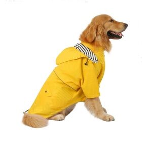 EUC HDE Double Layer Dog Raincoat with Blue and White Striped Hood: Size Medium
